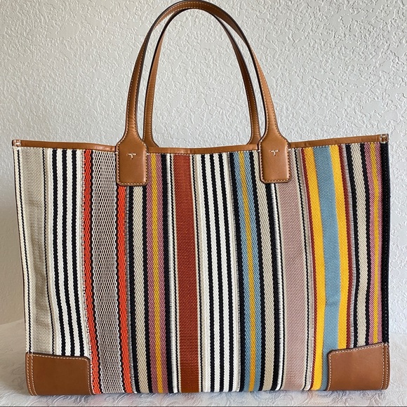 Tory Burch ELLA multi color Webbing logo tote - Picture 3 of 14